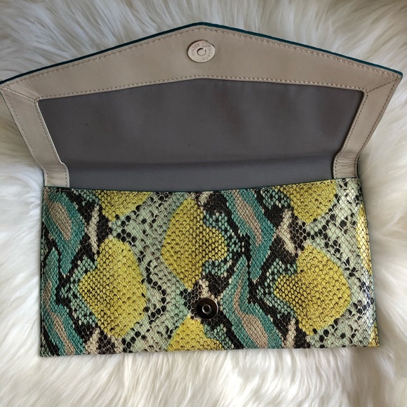 Cole Haan Neon Snakeskin Envelope Clutch - Picture 7 of 8